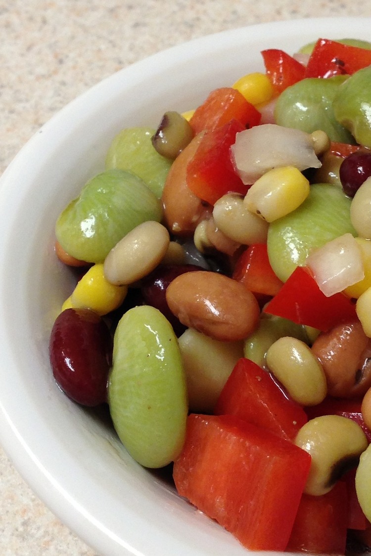 Bean Salad Medley with Pinto Beans, Black Eye Peas, Lima Beans and Corn Recipe