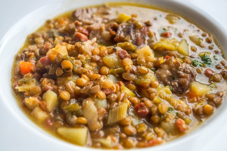 Lentil Soup with Corn, Potatoes and Onions - Bean Recipe