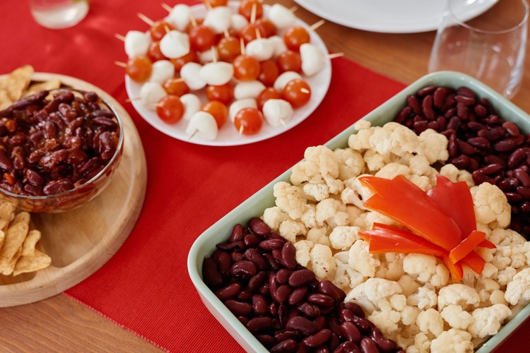 Beans Recipe - Kidney Beans, Cauliflower, Cherry Tomatoes and Sweet Pickled Onions Salad