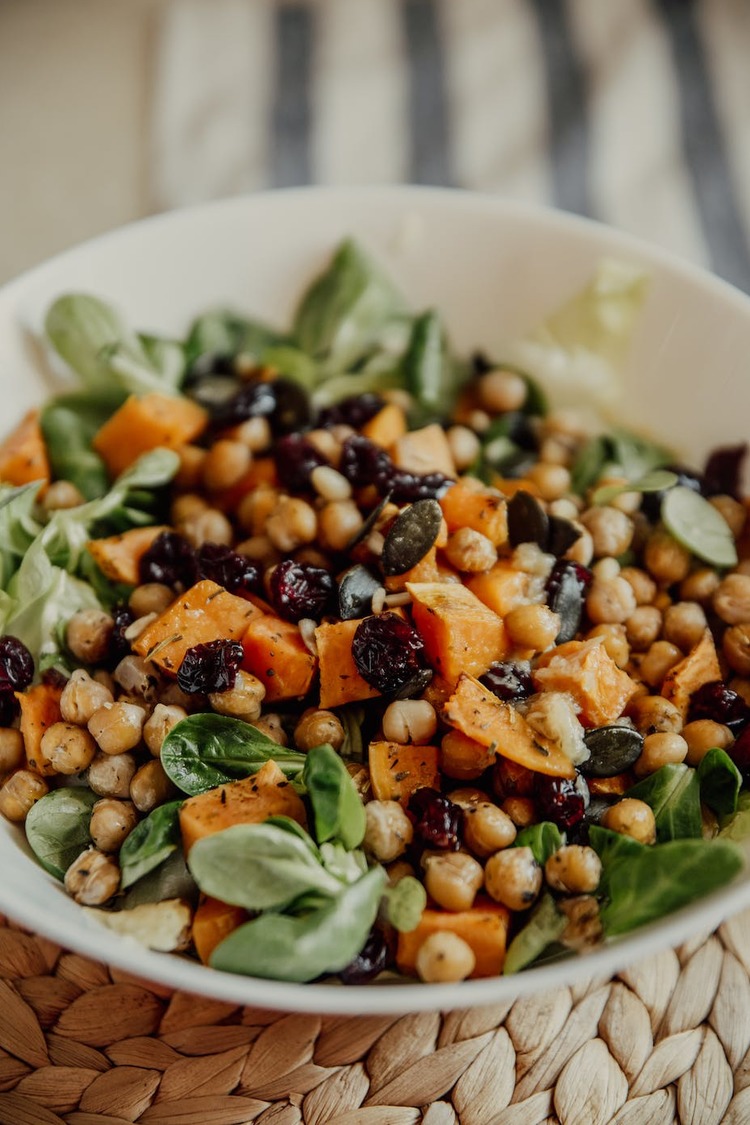 Pumpkin, Raisins, Chickpeas and Basil Salad Recipe