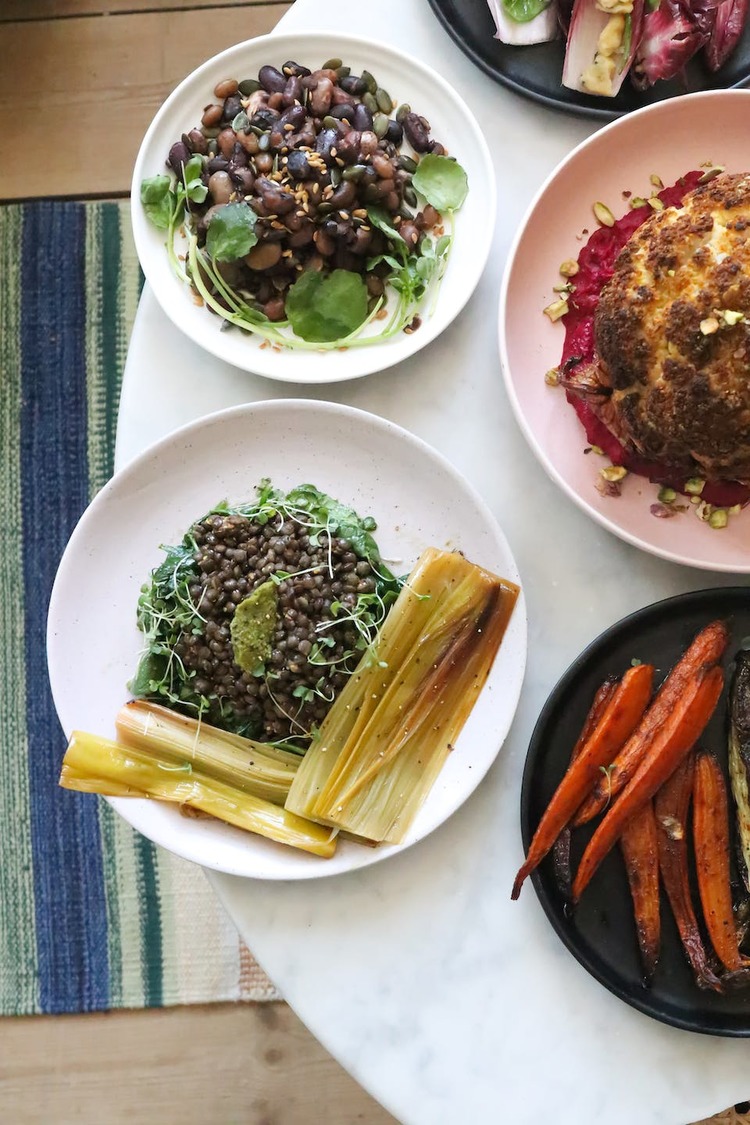 Roasted Carrots, Black Beans, Artichoke, Beetroot and Alfalfa Sprout Salad - Bean Recipe